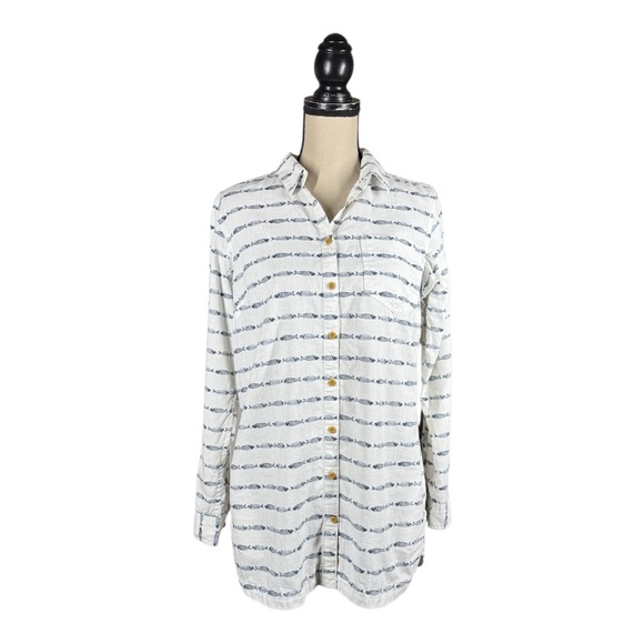 Duluth Trading Co. Hemp Fish Print Button Down Shirt - Picture 1 of 4